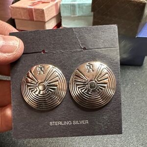 Vintage Sterling Silver Round Earrings